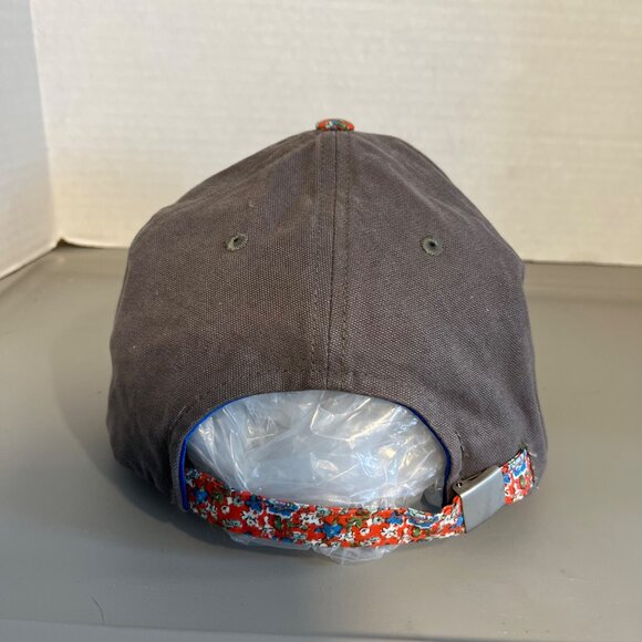 Cali Needle Point Bear Embroidered  Hat Snap Back Floral Blue Orange Adult - Picture 3 of 8